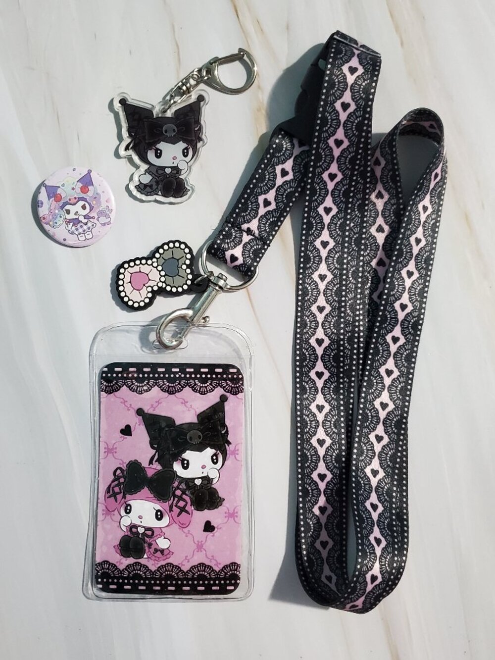 ✨$5 OFF $25 ✨ Sanrio My Melody and Kuromi ID Lanyard + Freebies